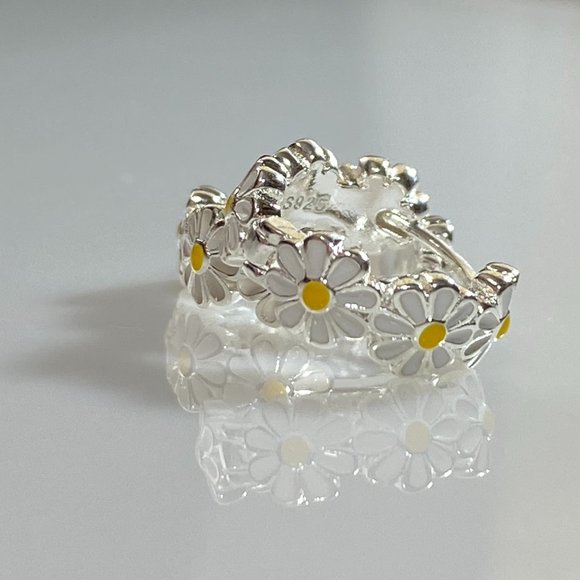 Sterling Silver Daisy Huggie Hoop Earrings - Picture 3 of 9